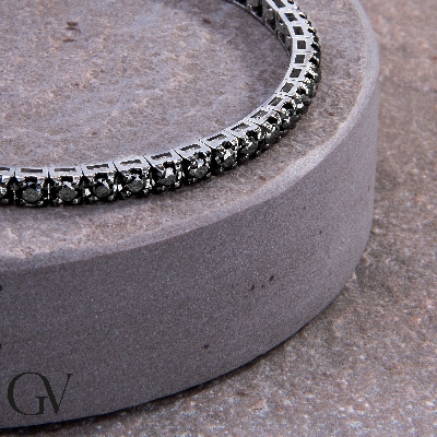 Bracelet en Or Blanc 18k avec Diamants Noirs