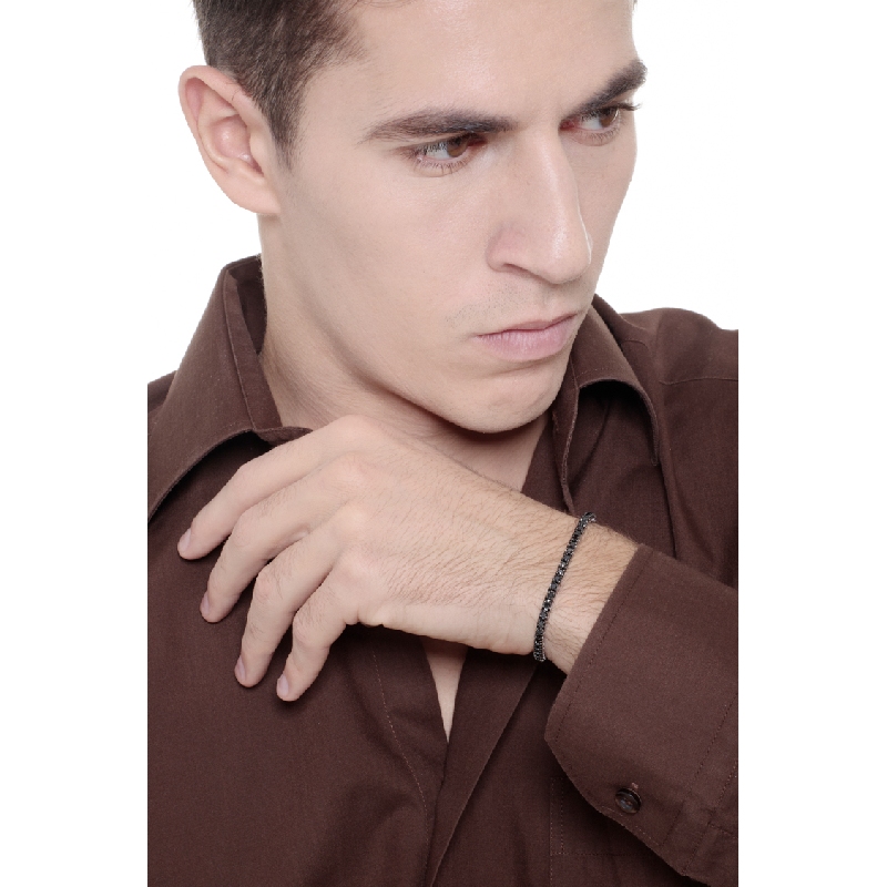 Bracelet en Or Blanc 18k avec Diamants Noirs