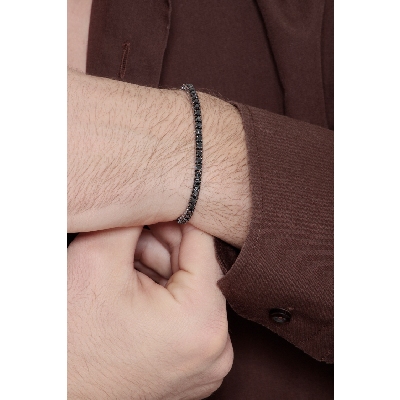 Bracelet en Or Blanc 18k avec Diamants Noirs