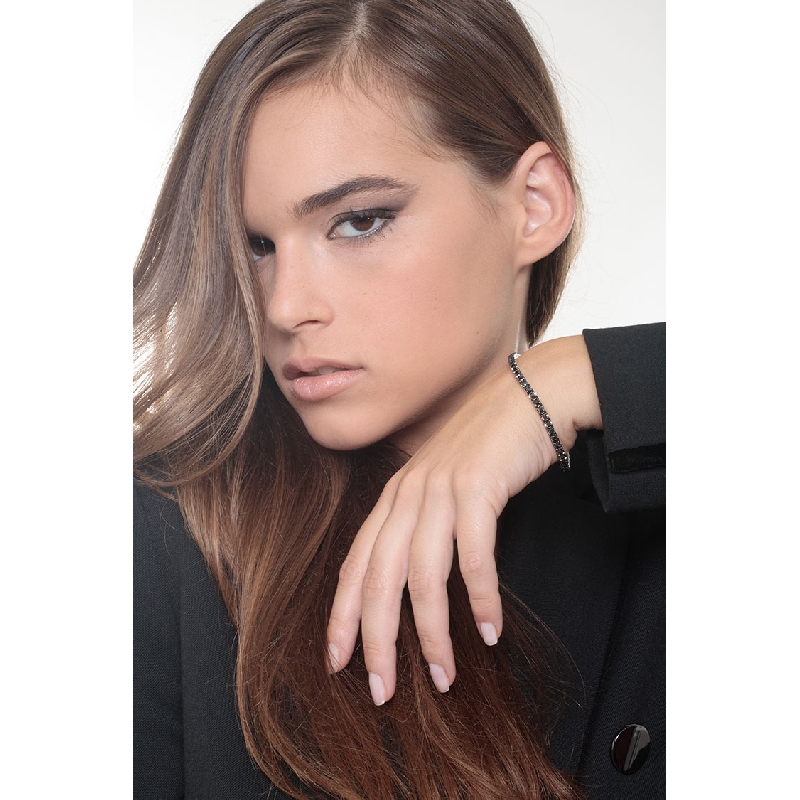 Bracelet en Or Blanc 18k avec Diamants Noirs