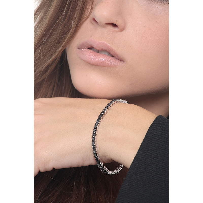 Bracelet en Or Blanc 18k avec Diamants Noirs