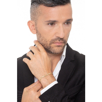 Bracelet carré en or jaune 18k serti de diamants