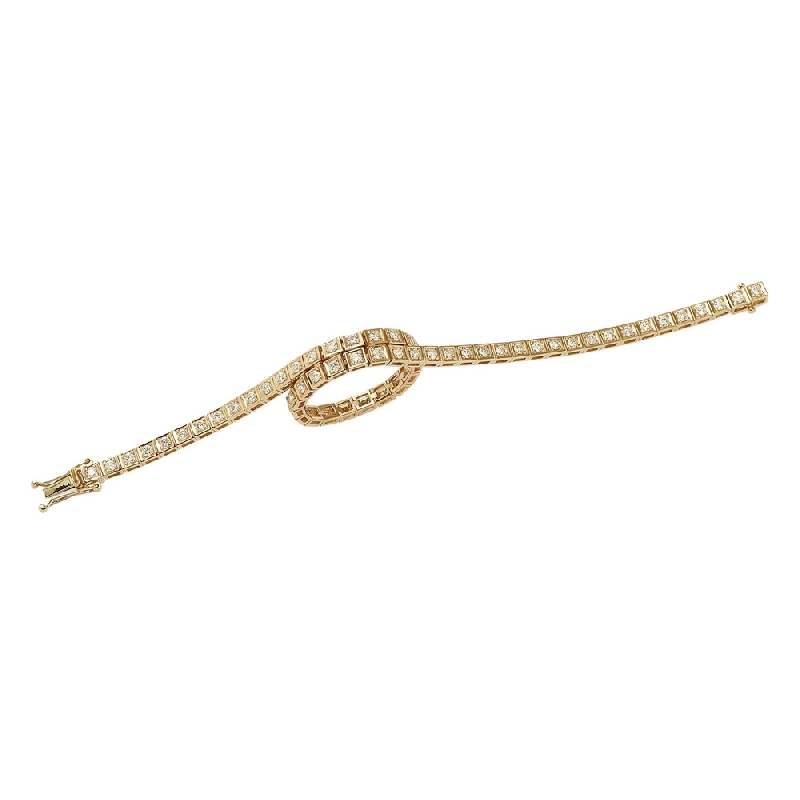 Bracelet de tennis en or jaune 18 carats serti de diamants 1.15ct Bracelet de tennis en or jaune 18 carats serti de diamants 1.15ct