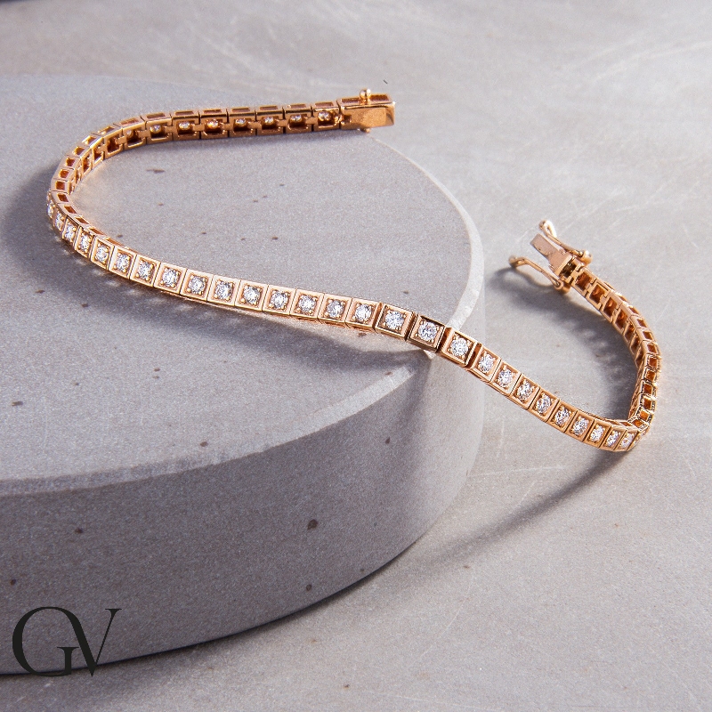 Bracelet Tennis en or rose 18 carats avec des diamants