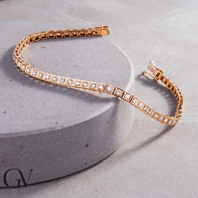 Bracelet Tennis en or rose 18 carats avec des diamants