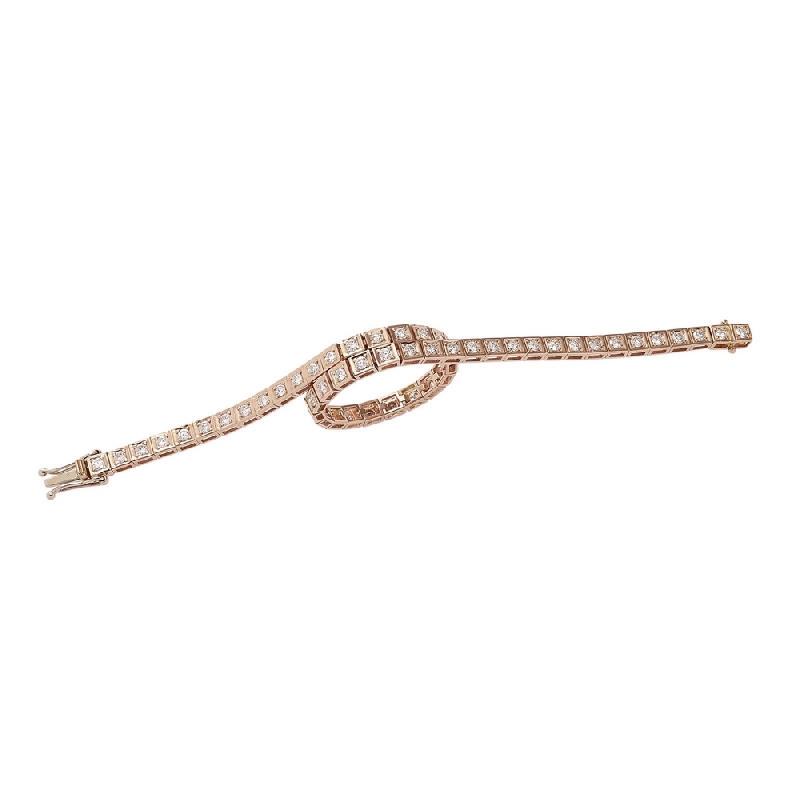 Bracelet Tennis Or Rose 18k diamants  Bracelet Tennis Or Rose 18k diamants