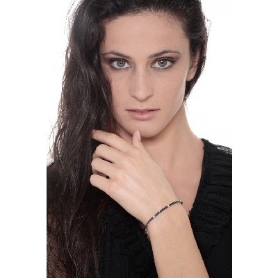 Bracelet Tennis Unisexe en Or Blanc 18k avec Diamants Noirs et Blancs