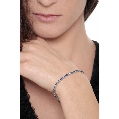 Bracelet en Or Blanc 750 Saphirs & Diamants