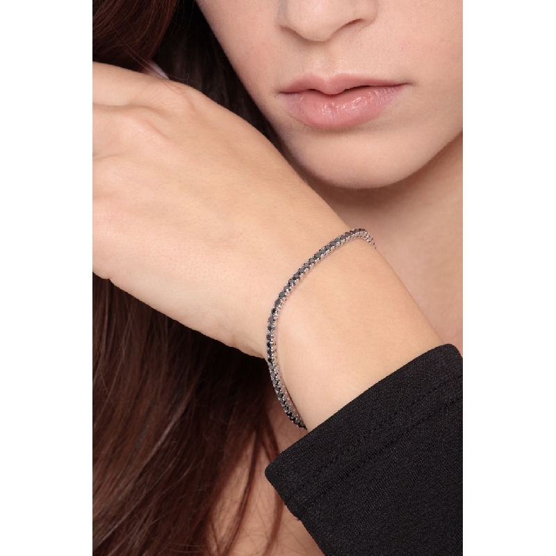 Bracelet avec Diamants Noirs Tennis en Or Blanc 18k 
