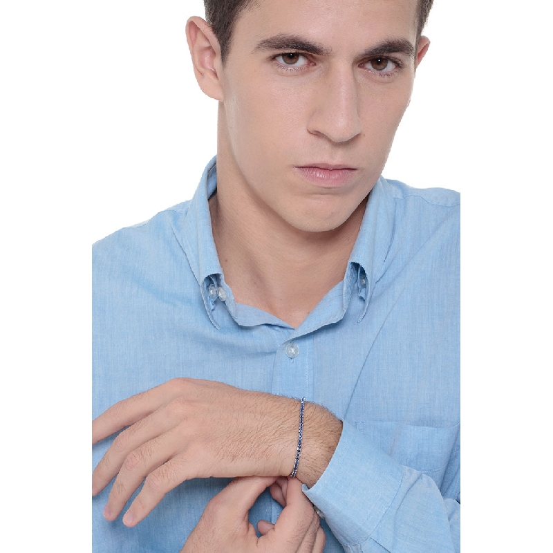 Bracelet Tennis or blanc 18k avec saphirs bleus 3.96 ct