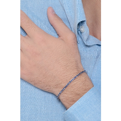 Bracelet Tennis or blanc 18k avec saphirs bleus 3.96 ct