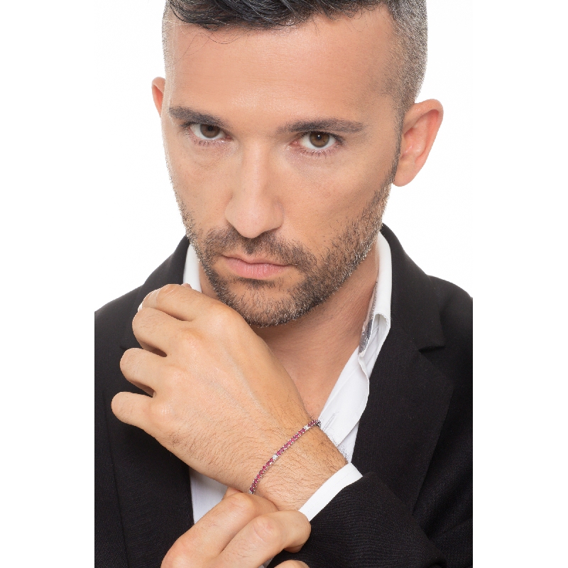 Bracelet tennis à griffes en or blanc 18k avec rubis Bracelet tennis à griffes en or blanc 18k avec rubis