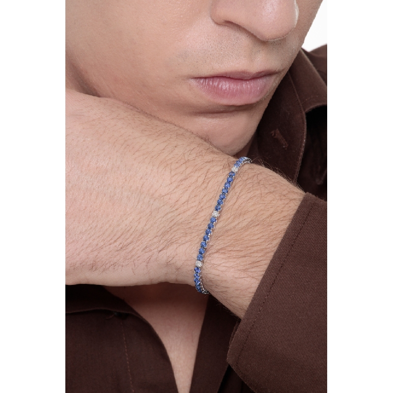 Bracelet riviere en Or Blanc 18k avec Saphir Bleu Bracelet riviere en Or Blanc 18k avec Saphir Bleu