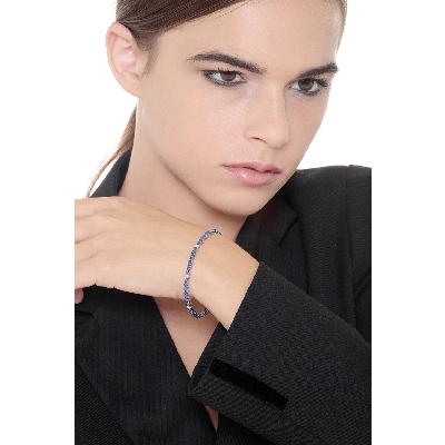 Bracelet riviere en Or Blanc 18k avec Saphir Bleu