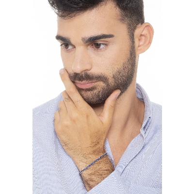 Bracelet  avec saphirs bleus Tennis en or blanc 750 