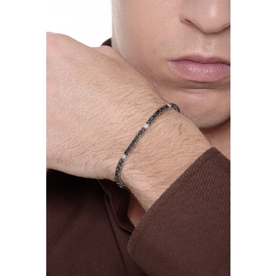 Bracelet Tennis en or blanc 18 carats avec diamants noirs et blancs