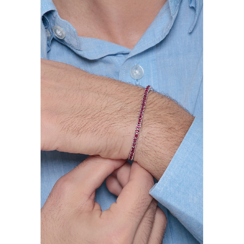 Bracelet Tennis Or Blanc 18k et Rubis Bracelet Tennis Or Blanc 18k et Rubis