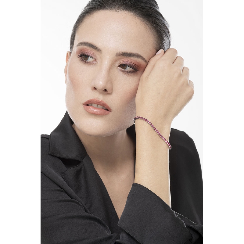 Bracelet Tennis Or Blanc 18k et Rubis Bracelet Tennis Or Blanc 18k et Rubis