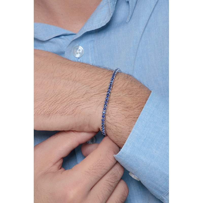 Bracelet Tennis en Or Blanc 18k avec Saphirs  Bracelet Tennis en Or Blanc 18k avec Saphirs