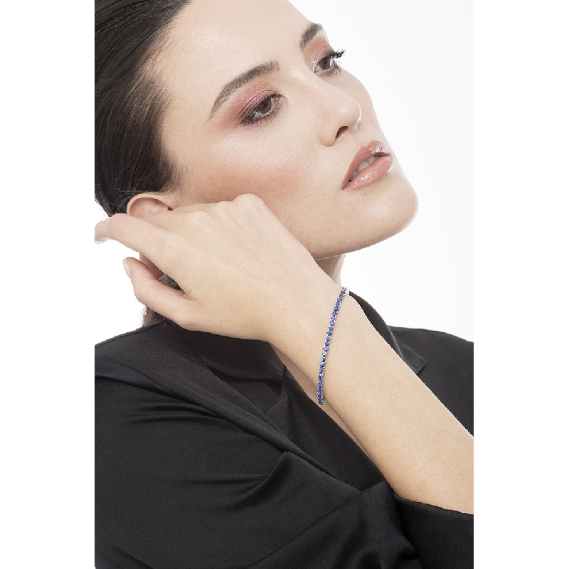 Bracelet Tennis en Or Blanc 18k avec Saphirs  Bracelet Tennis en Or Blanc 18k avec Saphirs