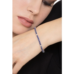 Bracelet tennis à griffes en or blanc 18 carats serti de saphirs bleus 2