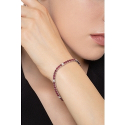 Bracelet tennis en or blanc 18K avec rubis et diamants 2