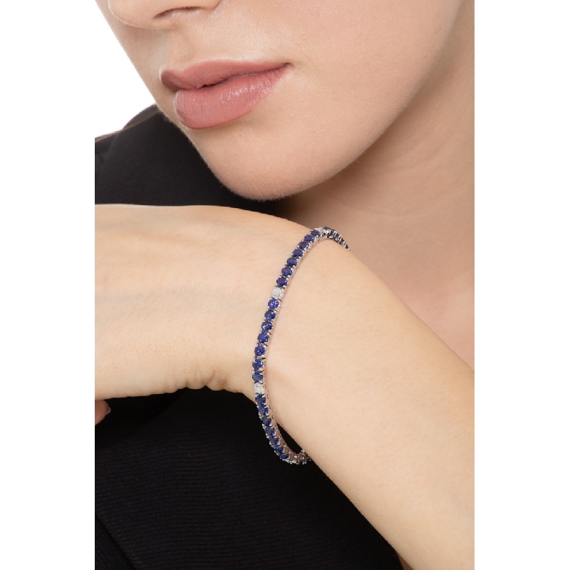 Bracelet Riviere Or Blanc 750 & Saphirs Bleus Bracelet Riviere Or Blanc 750 & Saphirs Bleus