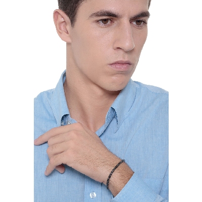 Bracelet tennis homme et femme en or blanc 750  diamants noirs