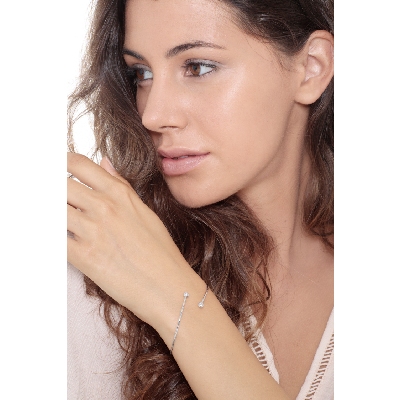 Bracelet à ressort en or blanc 18k avec 2 diamants