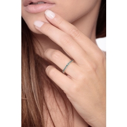 Bague eternity en Or Jaune 18k avec diamants bleus 2