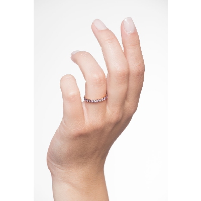 Bague or rose 18k saphirs rose pointes brunies