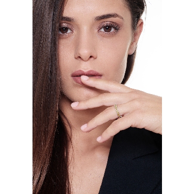 Bague Eternity or blanc 18k diamants jaunes