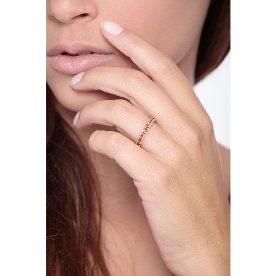 Bague d’Éternité or rose 18k saphirs orange