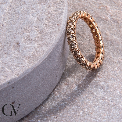 Bague Eternity en or rose 18k avec diamant brown