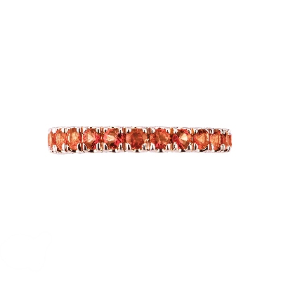 Bague Eternity en or rose 18k avec saphirs orange et diamants