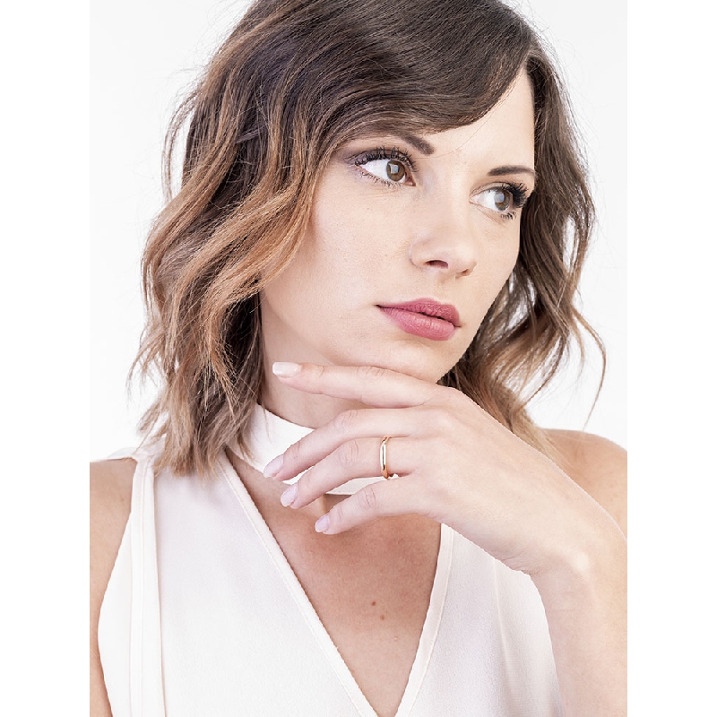 Alliance matrimoniale Unoaerre en Or Rose 18k design intemporel 3,6 mm