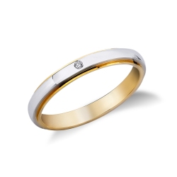 Alliance en or blanc et jaune 18k avec un diamant