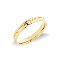 Alliance en or jaune 18k avec un diamant