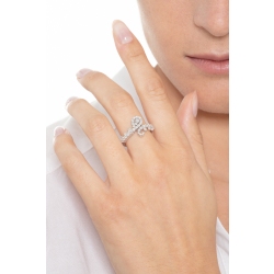 Bague croisée motif floral en or blanc 18k avec diamants 2