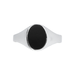 Bague chevalière en or blanc 18k avec onyx 2