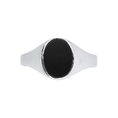 Bague chevalière en or blanc 18k avec onyx