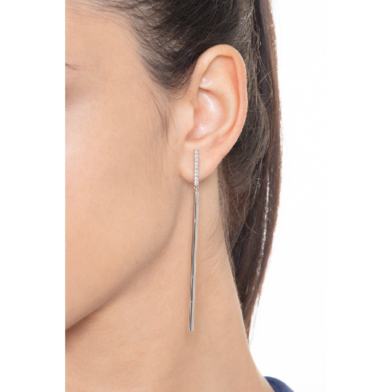 Boucles d’oreilles barrettes or blanc 18K diamants brillants Boucles d’oreilles barrettes or blanc 18K diamants brillants