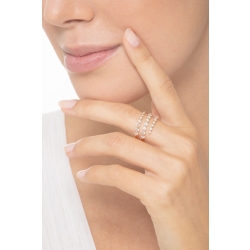 Bague or rose 18k trois lignes avec diamants 2