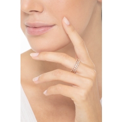 Bague or rose 18k trois rangs avec diamants 2