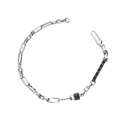 Bracelet en or blanc 18k avec barrette et zircons noirs