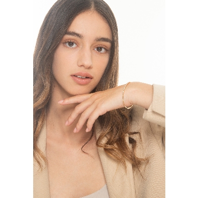 Bracelet semi rigide en or rose 18k avec diamants