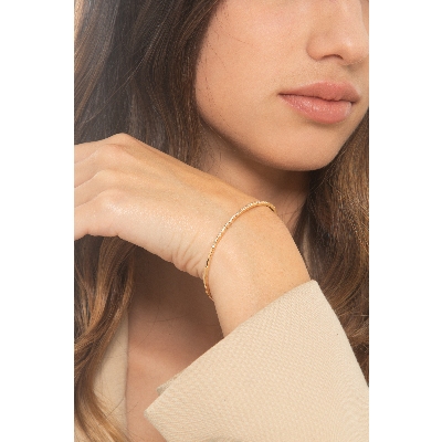 Bracelet semi rigide en or rose 18k avec diamants