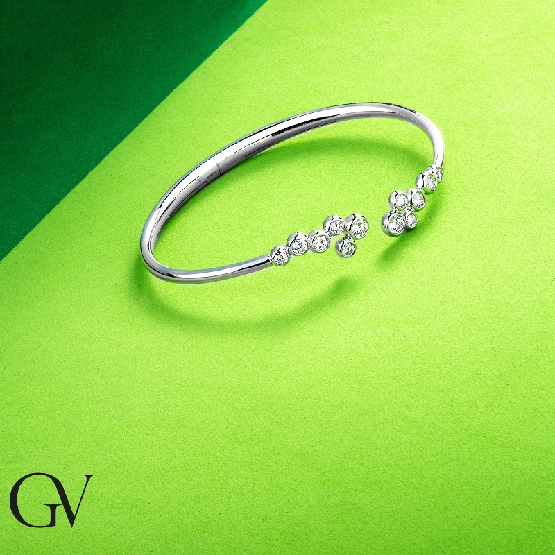 Bracelet rigide or blanc 18k avec diamants