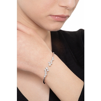 Bracelet rigide or blanc 18k avec diamants