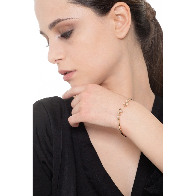 Bracelet semi-rigide or rose 18k avec diamants bruns et diamants